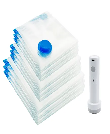 Vacuum Compression Bag – Air Language Series (Round Valve, Blue PA/PE 0.07 mm, Unprinted)