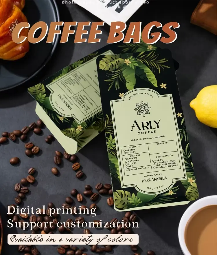 Custom printed coffee bags with digital printing in a range of colours