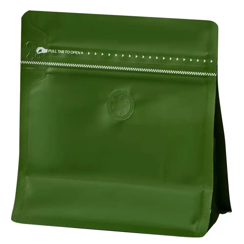 Flat Bottom Coffee Bag with One-Way Valve and Zipper (Custom Printed, 100 g – 1 kg)