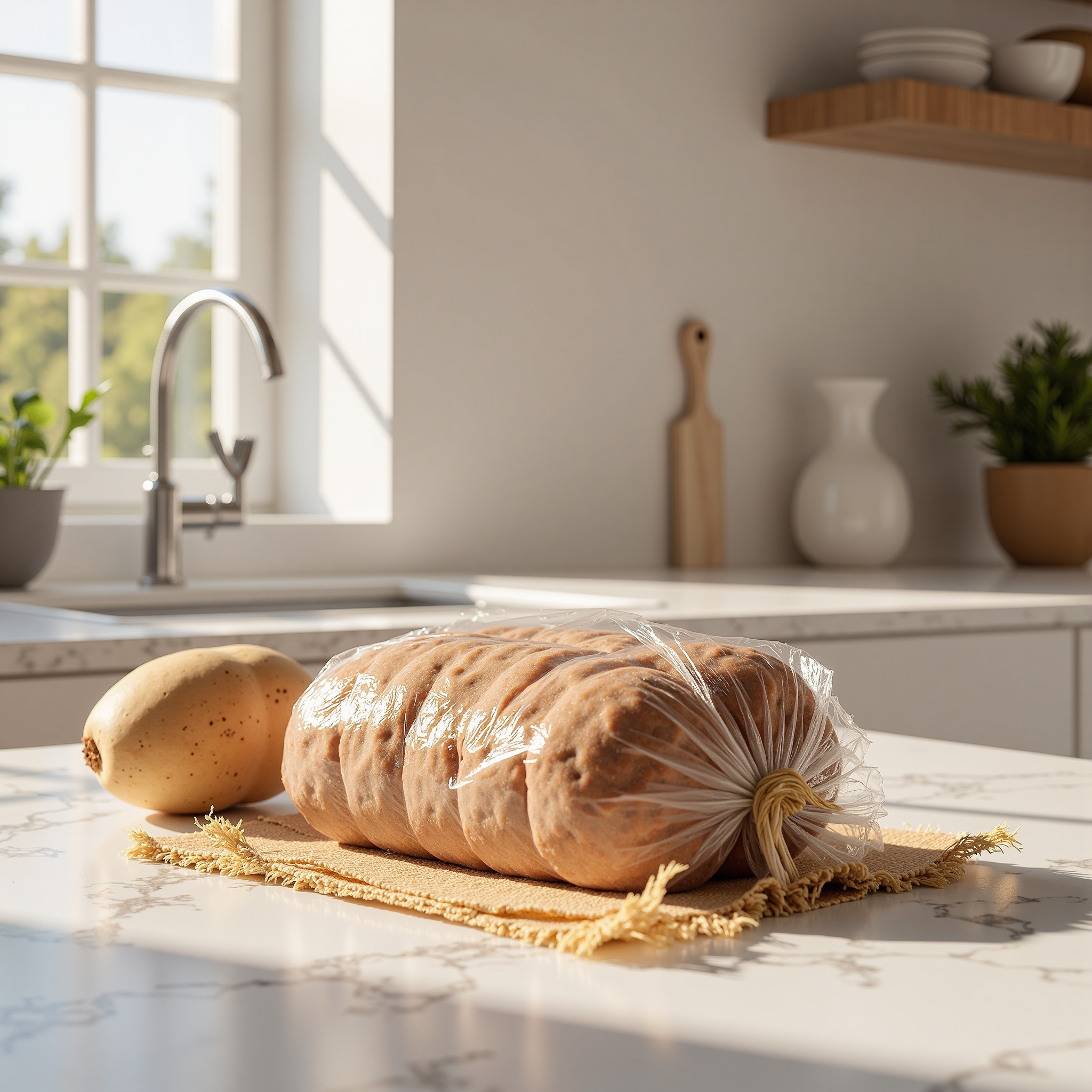 Vacuum sealed food packages stored in freezer